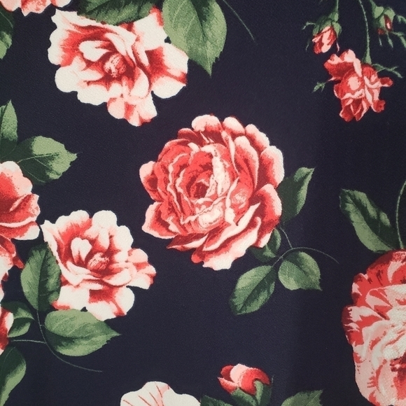 Maurices Navy Multicolored Floral Short Sleeve Dress Sz M - Picture 4 of 7